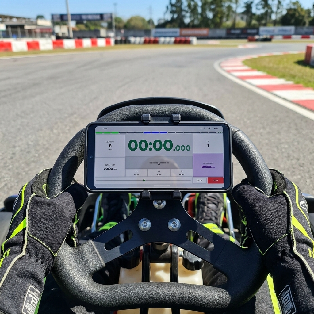 Painel de telemetria do Pole Position com dados de volta e Força G